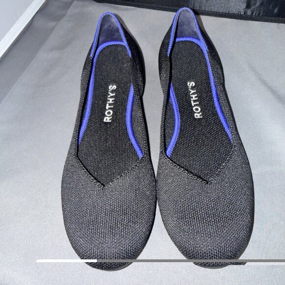 Rothy's The Flat Round Toe Ballet Women’s Shoes Black Size 7 Washable Flexible - Picture 3 of 7